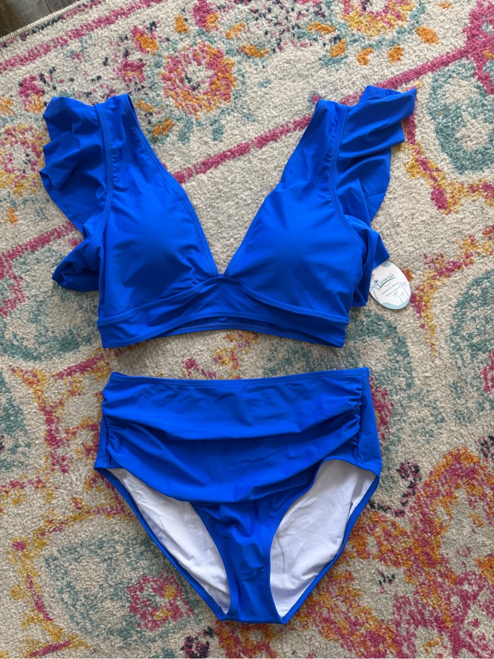 Royal Blue Ruffle Sleeve Bikini Set